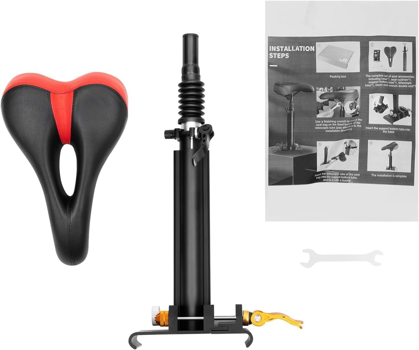 Scooter Seat for Xiaomi M365 M365 Pro, Comfortable Saddle Electric Scooter Seat Accessory, Adjustable Shock Absorption Skate PU Cushion with Sturdy Aluminum Rod