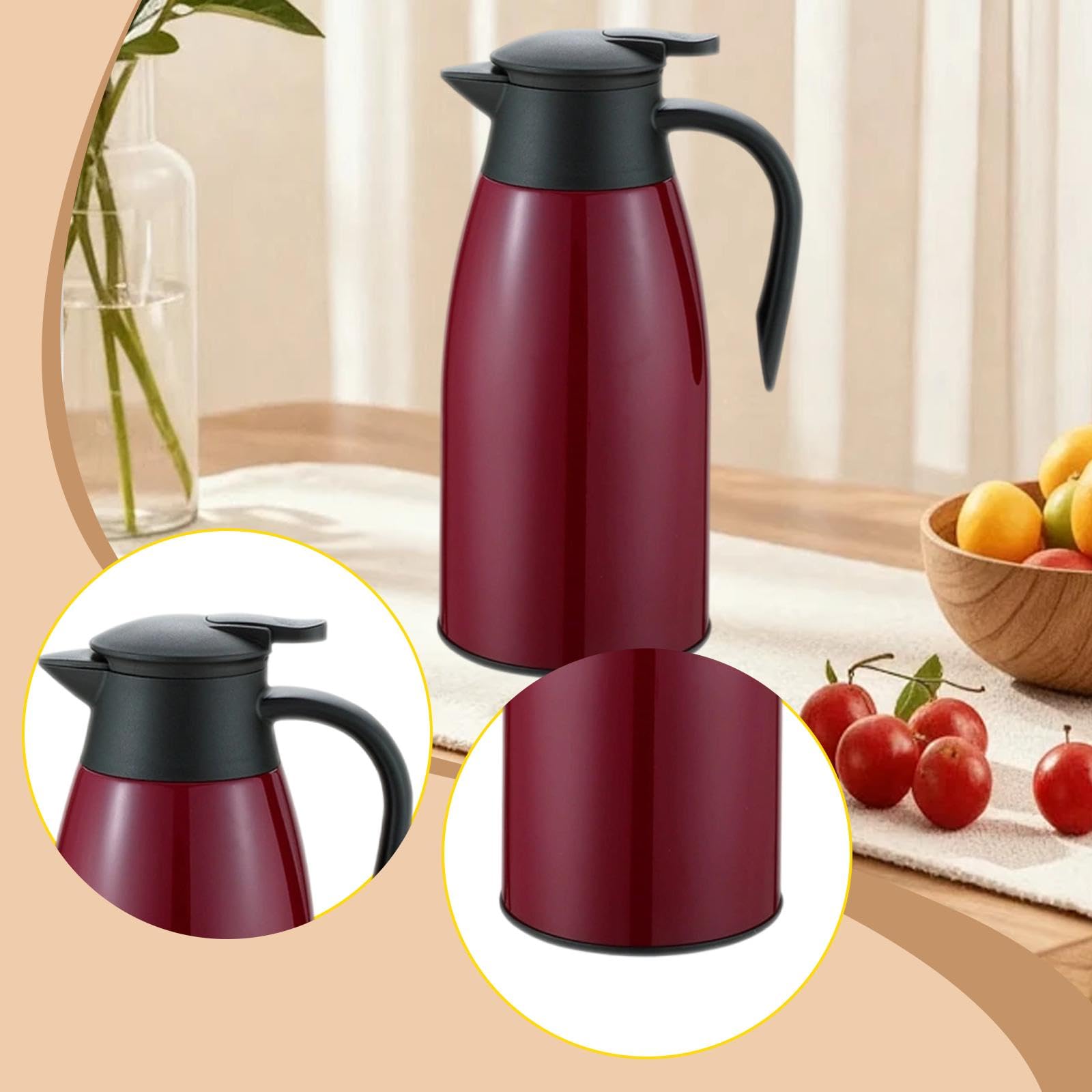 Sharplace Caraffa Termica per caffè, bollitore sottovuoto con beccuccio, Dispenser per Bevande, bollitore Portatile per tè e caffè, Ideale per casa, Feste e, Chiaretto