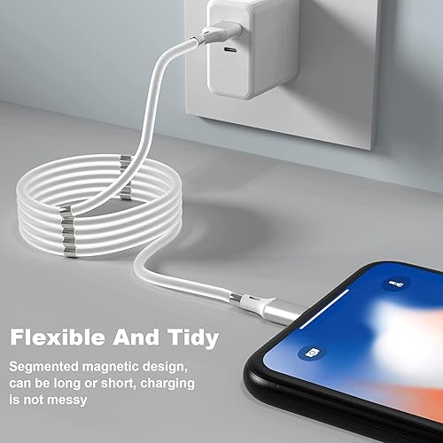 Miniatura 3 de Cable de carga magnético (paquete de 2 unidades de 3.3 pies), cable de carga nano magnético de absorción rápida para teléfono