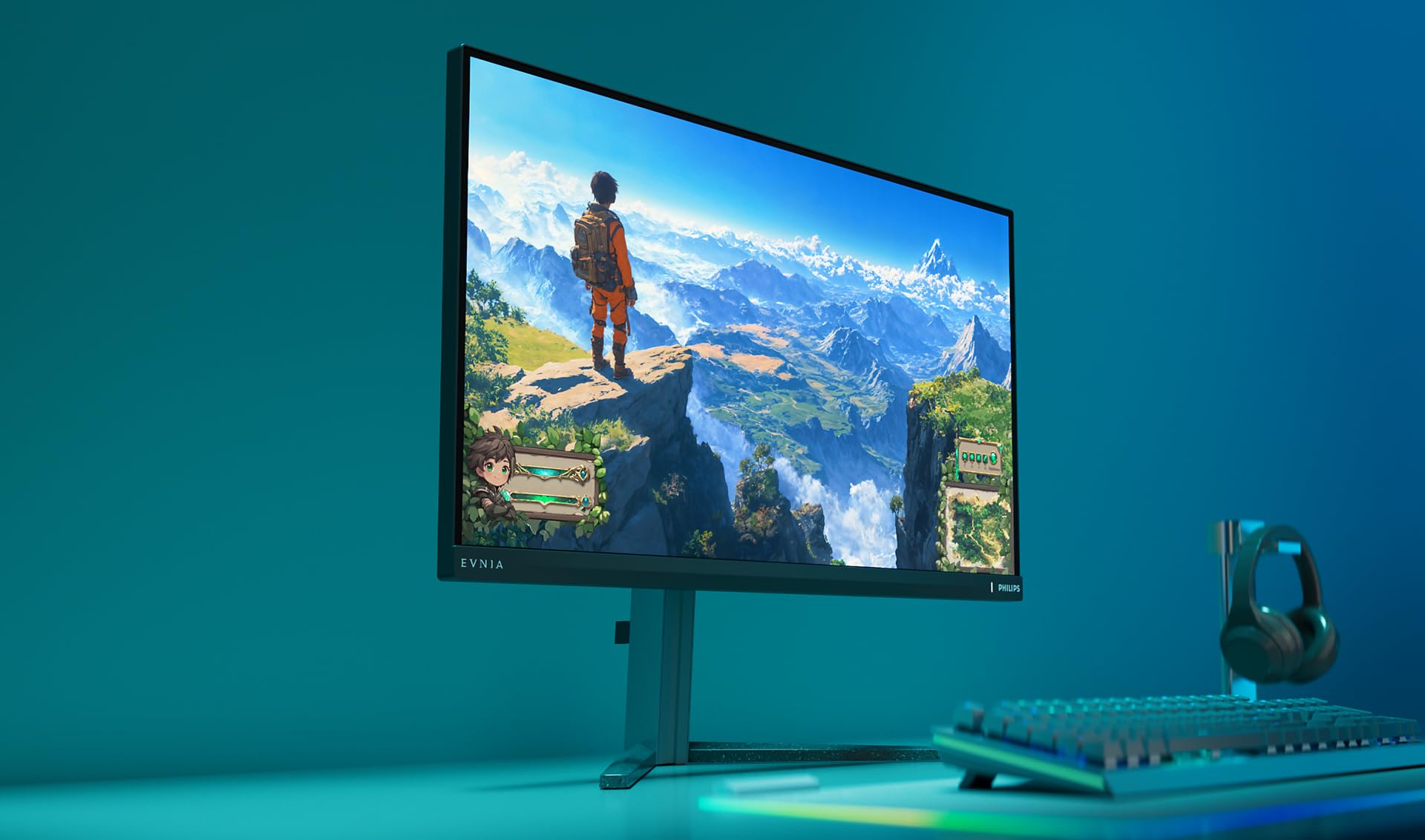 Philips Evnia 27M2N3800A - 27-calowy ekran do gier Ultra HD, 160 Hz, 0,5 ms MPRT, HDR400, G-Sync (2X HDMI 2.1, 1x DisplayPort 1.4, hub USB) Czarny Szary