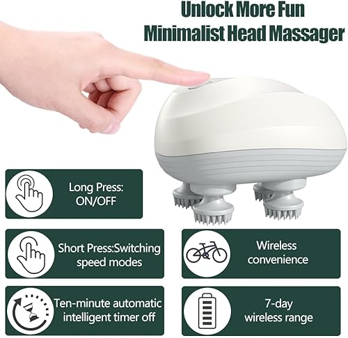 Miniatura 2 de GiftPlus Masajeador eléctrico para el cuero cabelludo, multifuncional e impermeable con 96 nodos de amasamiento, rascador de cabeza recargable para