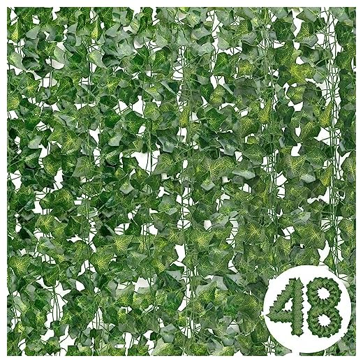 DazSpirit 48 Piezas Plantas Hiedra Artificial, Hojas de Hiedra Guirnalda, 336 Ft Guirnalda Hiedra Artificial Decoración Interior y Exterior, De Jardín, Valla, Hogar, Boda, Escalera para Decoración
