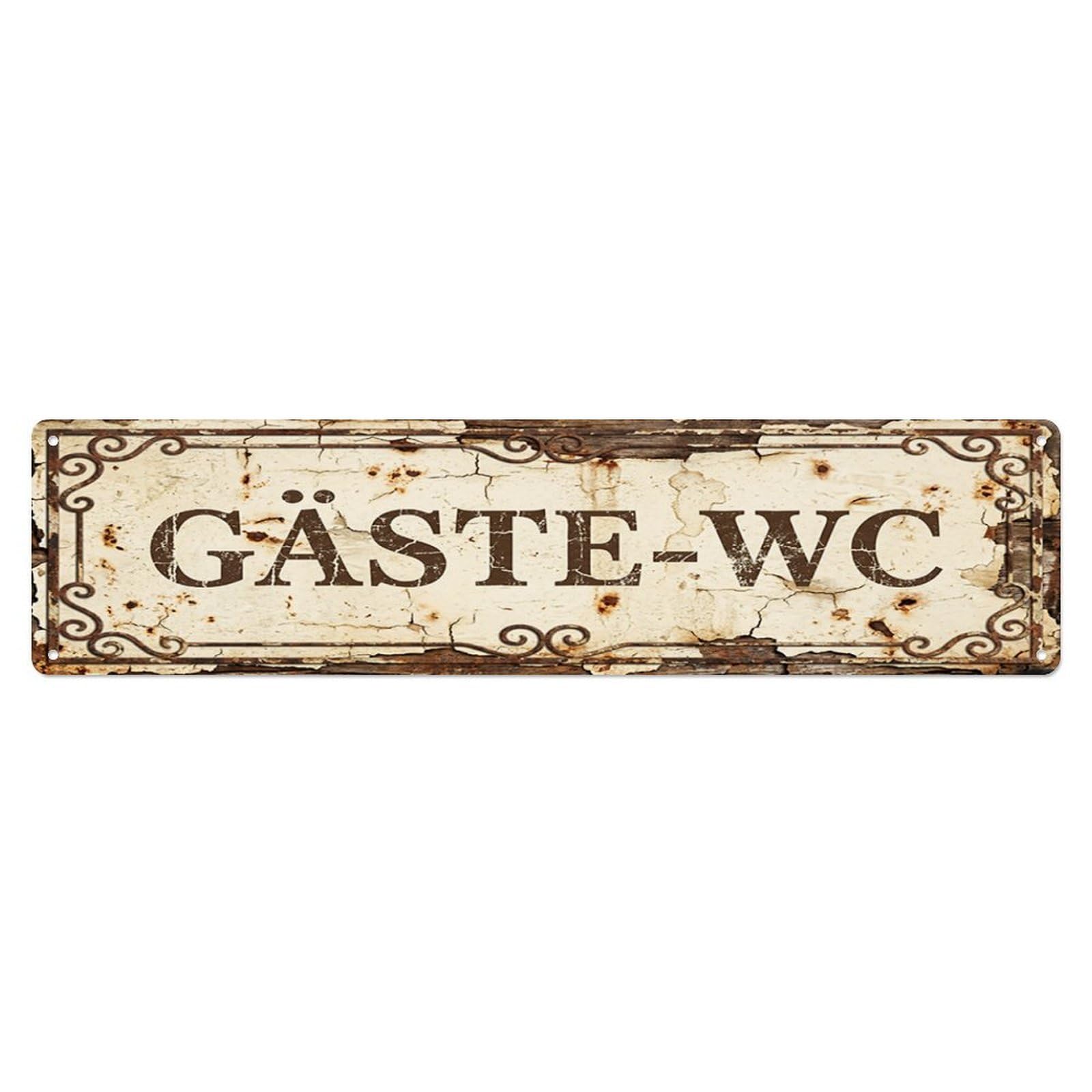 Shabby Rustic Cottage Restroom Toilet(WC) Door Metal Tin Skinny Sign Plaque Wall Decor for Cafe, Club Bar, Office, Home Garden Metal Poster 4x16Inch