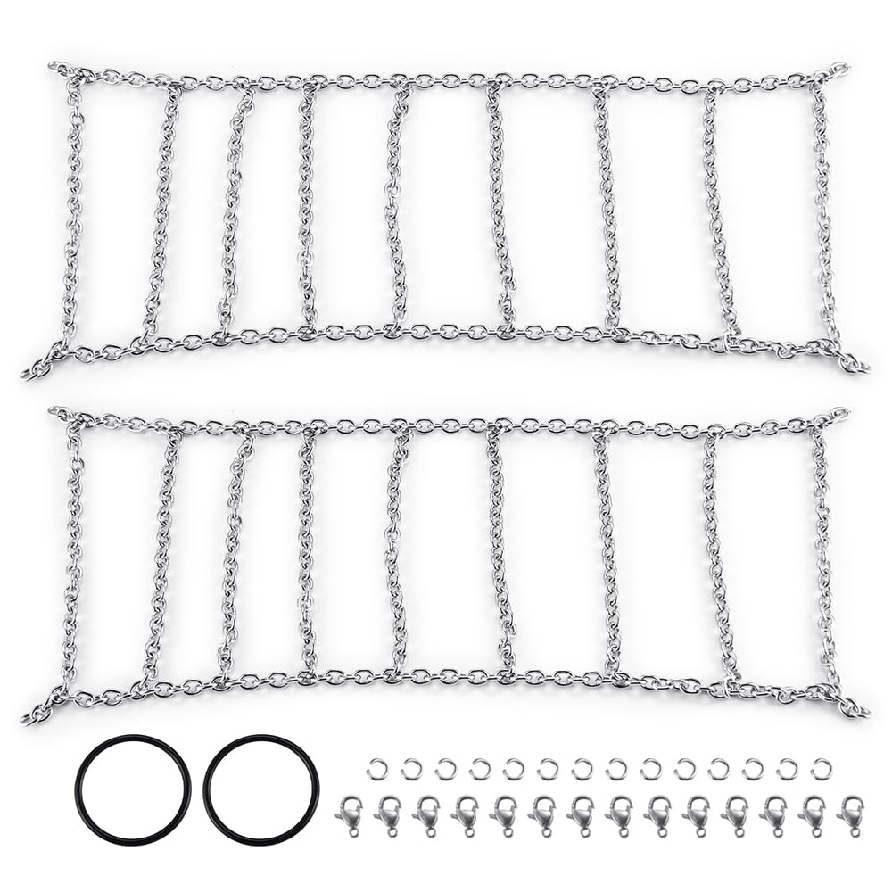 MORLORDY 2Pcs RC Snow Chains 2.2 inch Anti-Slip Tires Chains for Axial SCX10 90046 Waith 90018 1/10 RC Rock Crawler Car(120MM)