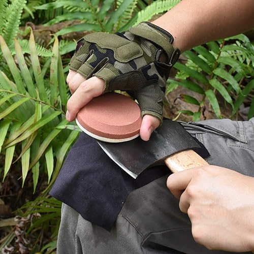 Miniatura 3 de Paquete de 2 artículos – Disco de afilado multiusos de grano doble con funda – Cuchillo de hacha de hacha Herramientas para machete