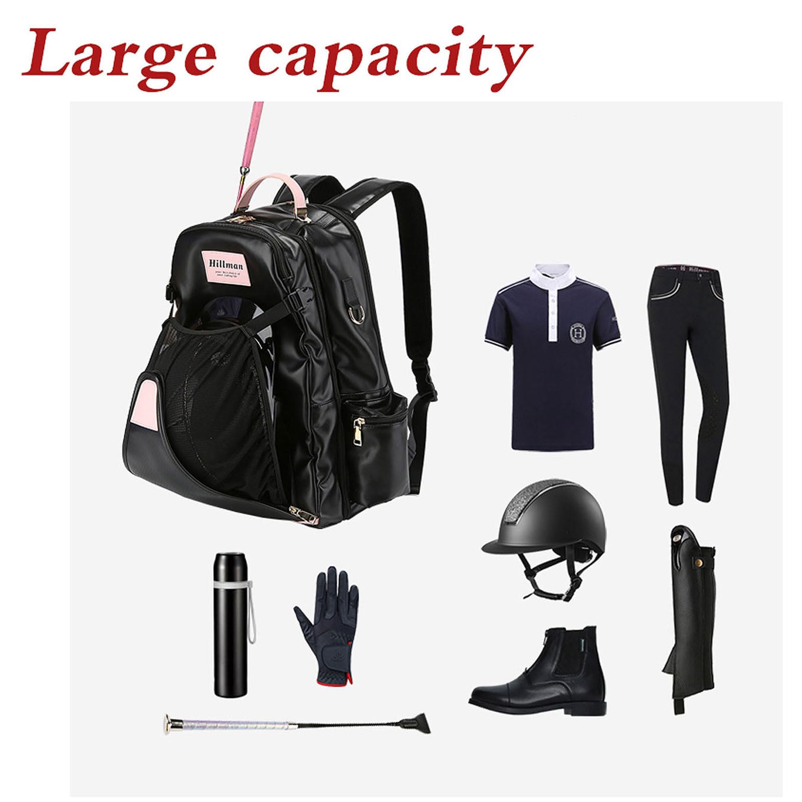 Mochila Ecuestre,Bolsa de Montar,Mochila para Botas de equitación con Compartimento,Fácil de Limpiar,Correas de Hombro cómodas,Suficiente Espacio,Adecuado para Montar a Caballo