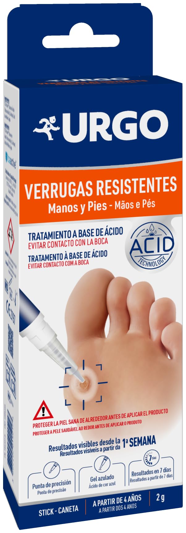 Urgo - Verrugas Resistentes - Tratamiento para las verrugas más difíciles - Stick de 2 ml, 28 aplicaciones
