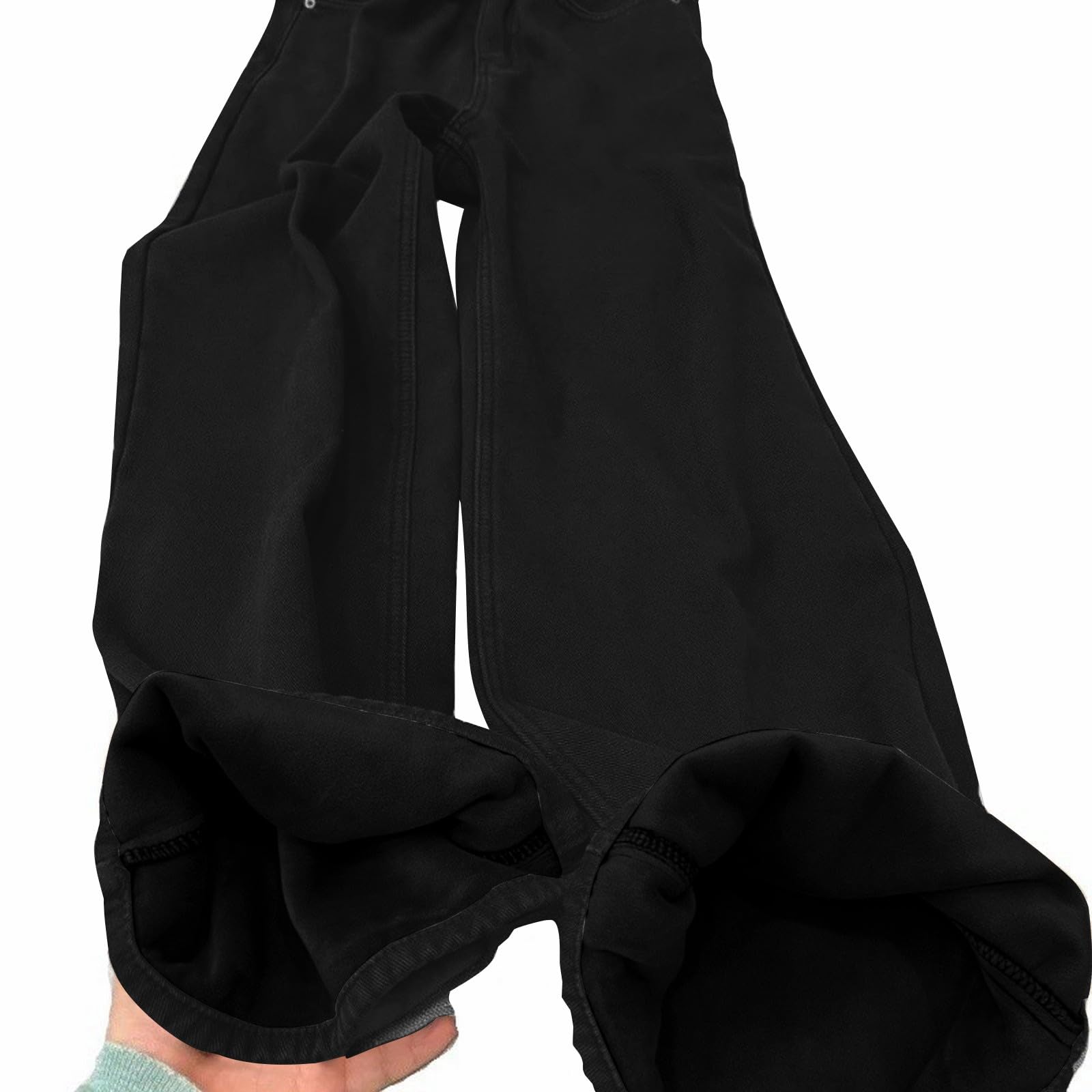 Generisch Jeans invernali termici da donna, imbottiti, baggy stretch a vita alta, pantaloni lunghi per il tempo libero, pantaloni in tessuto casual, comodi da jogging, autunno, pantaloni sportivi in