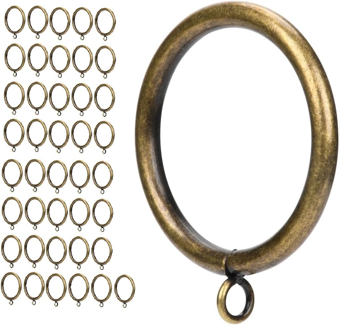 Curtain Ring Metal 42-Pcs 2.0 Inch Inner Diameter with Eyelets Fit Up to 1.7 Inch Rod Large Wire Diameter (Antique Brass-42pcs)