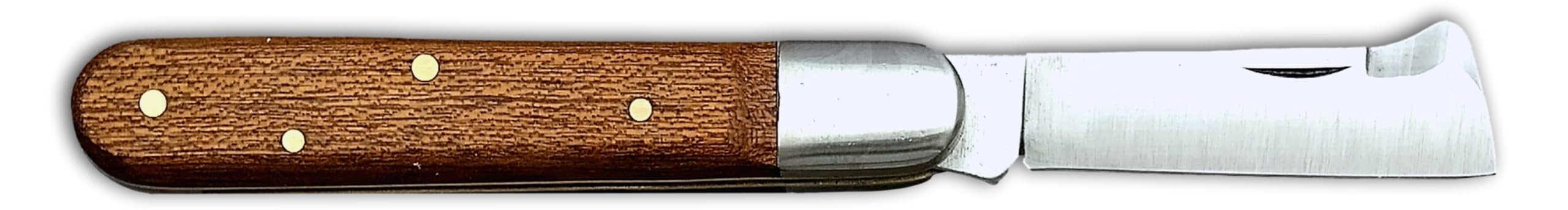 DUE BUOI 203L Coltello da Innesto per Mancini Professionale Alberi da Frutto e Giardinaggio Manico in Mogano e Lama in Acciaio Inossidabile Böhler N690