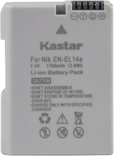 Miniatura 2 de Kastar Batería (paquete de 2) para EN-EL14a, EN-EL14, ENEL14A, ENEL14 EL14 y Coolpix P7000 P7100 P7700 P7800, D3100, D3200, D3300, D3400, D5100,