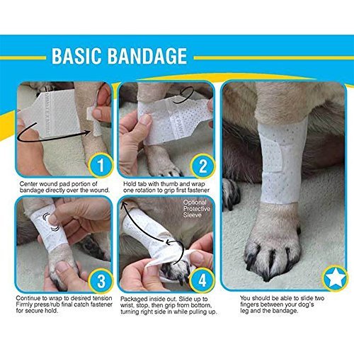 PawFlex Basic Leg Bandages for Dogs, Cats and Other Pets First Aid Non-Adhesive Fur Friendly - Value 10 Pack (5 Standard, 5 Wide) (Large) - Thumbnail 2