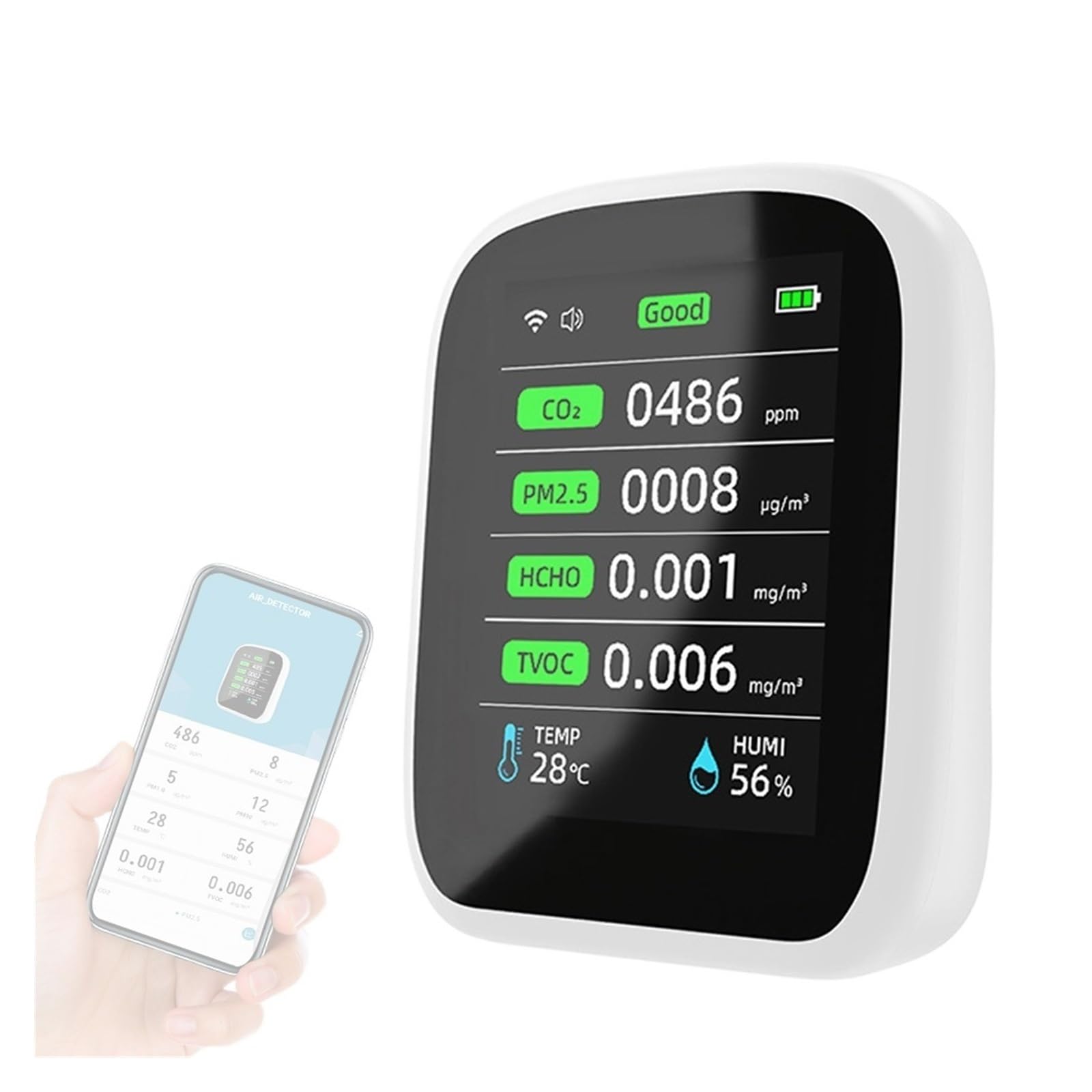 Tuya WiFi 8 en 1 Detector de Calidad del Aire PM1.0 PM2.5 PM10 NDIR Sensor de dióxido de Carbono
