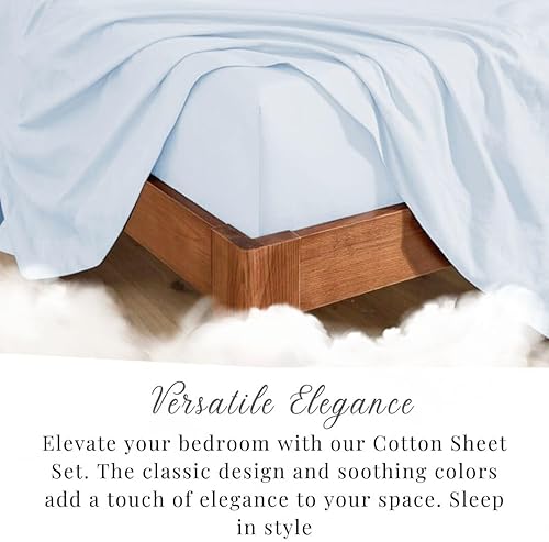 Miniatura 5 de Lukeville Luxury Linen Sábanas de tamaño matrimonial XL, juego de sábanas de 4 piezas 100% algodón natural, sábanas extra de 500 hilos, se adapta a