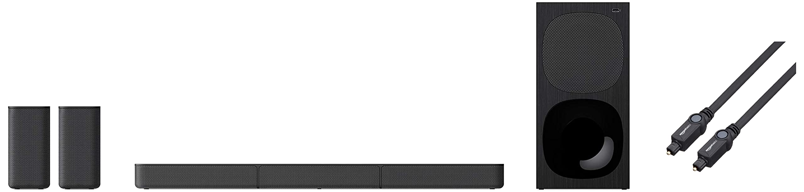 Sony HT-S20R Barra de Sonido (5.1 Canales, Bluetooth, 400 W, USB, HDMI ARC, Conexiones ópticas y analógicas, Sonido de Cine) Negro + Amazon Basics Cable óptico de Audio Digital Toslink (1 m)