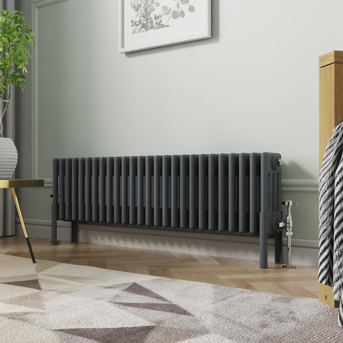 Nrg Anthracite 300X1190mm Cast Iron Radiator 4 Column