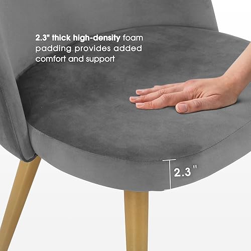 Miniatura 6 de ivinta Juego de 2 sillas de comedor tapizadas de terciopelo para sala de estar, comedor, cocina o restaurante 923 (gris)