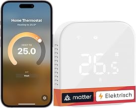 Meross Matter Smart Thermostat, WiFi Thermostat for Electric Radiator/Electric Floor Heating Compatible with HomeKit, Home Assistant, Alexa and Google Home, Voice Control and Program