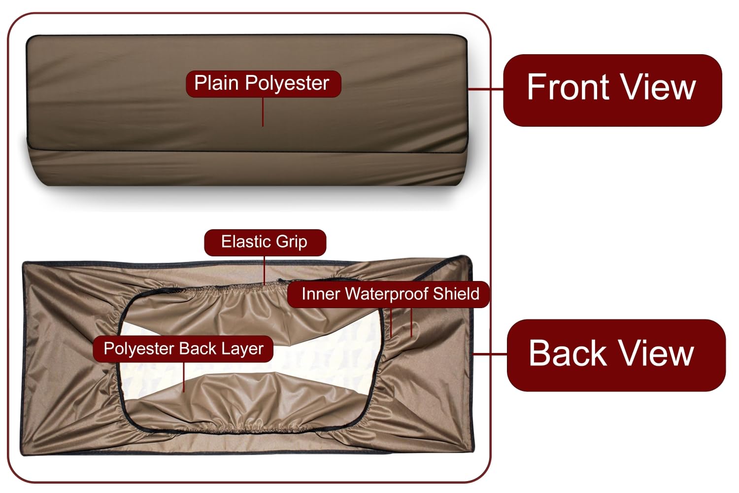 The Furnishing Tree Split AC Cover Indoor Unit for 1.5 ton Beige Color, Dimension of the AC Cover - Indoor Unit DxWxH in CM 24x112x30 3