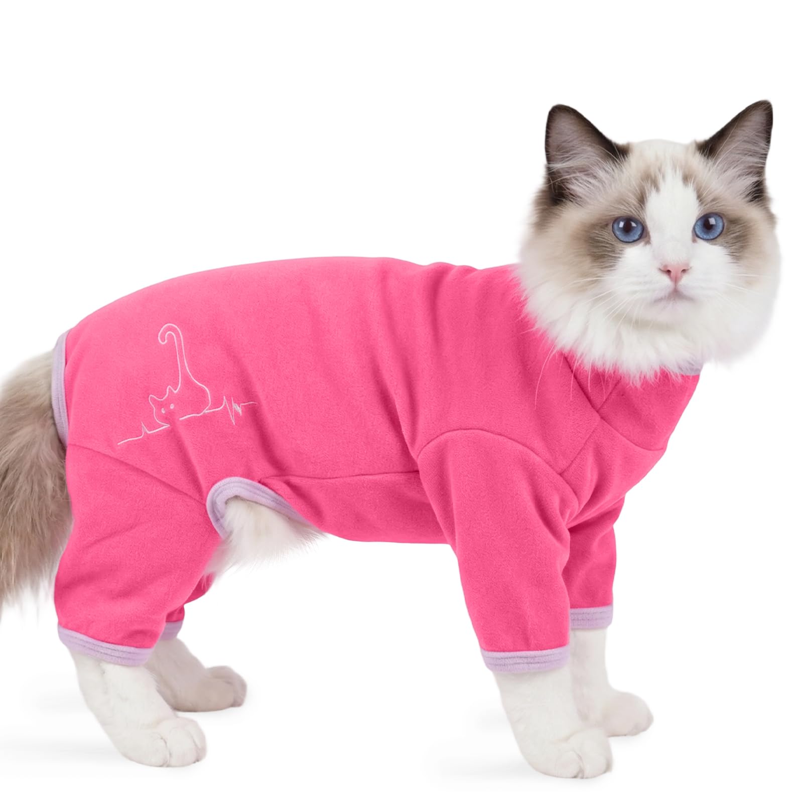 Cat Onesie, Cat Jackets for Cats Only Coat to Stop Overgrooming Recovery Suit Surgery Suit(Pink, XL) โ image 1