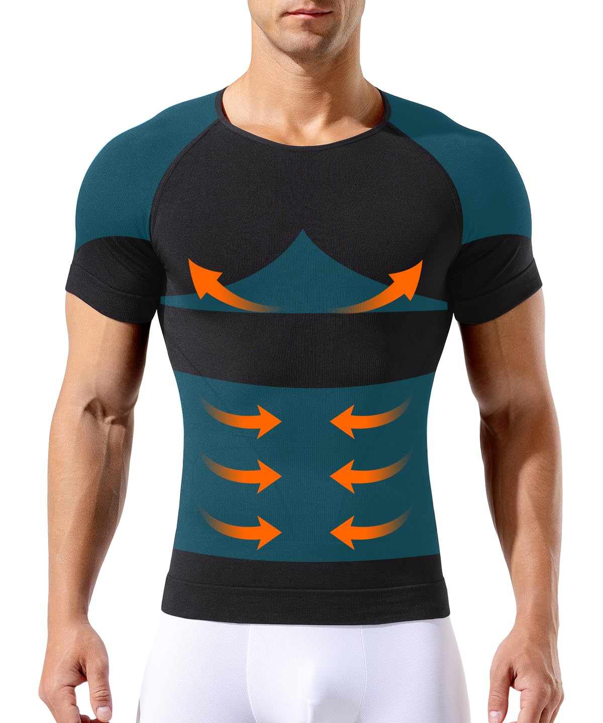 Casey Kevin Camiseta Compresión Hombre, Faja Reductora Hombre Adelgazante, Manga Corta Moldeadora Shapewear Secado Rápido para Gimnasio, Fitness, Deporte