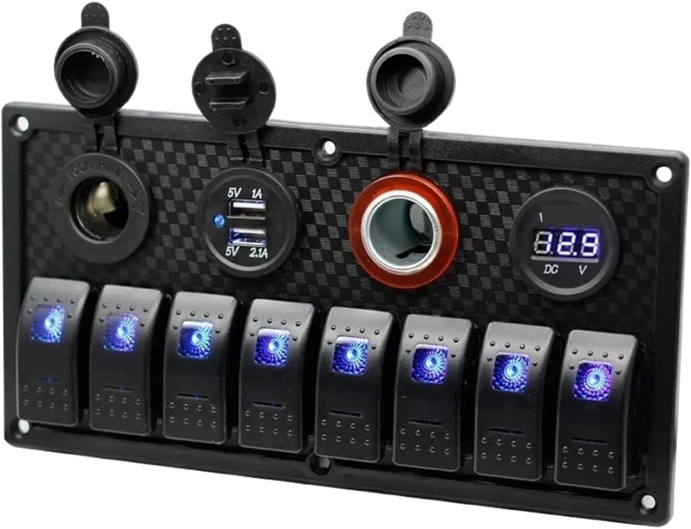 Waterproof 12V Led Light Push Button Toggle Electrical Car Rocker Boat Marine 8 Gang Switch Panel