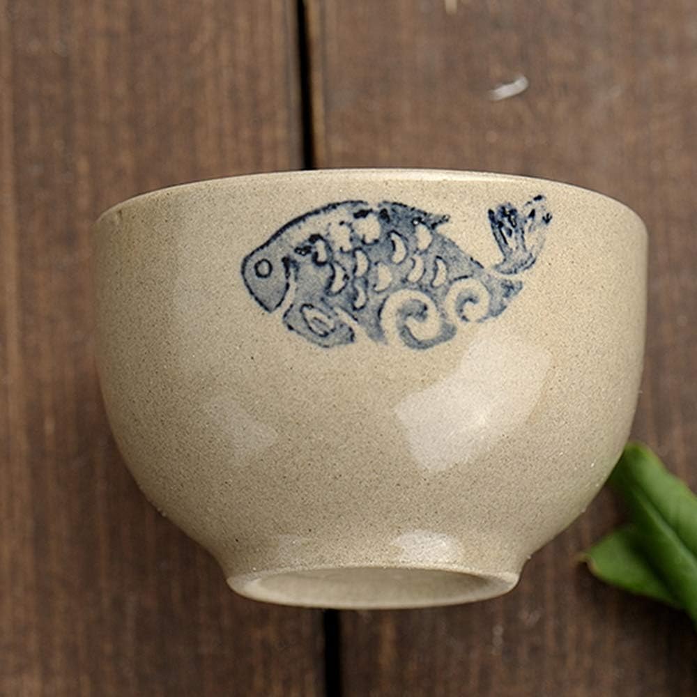 Tea Pots Japanese Sake Set 5 Piece Sake Cup Set Traditional Hand Painted Quaint Fish pattern Design for Cold/Warm/Shochu/Tea Best Gift for Family and Friends