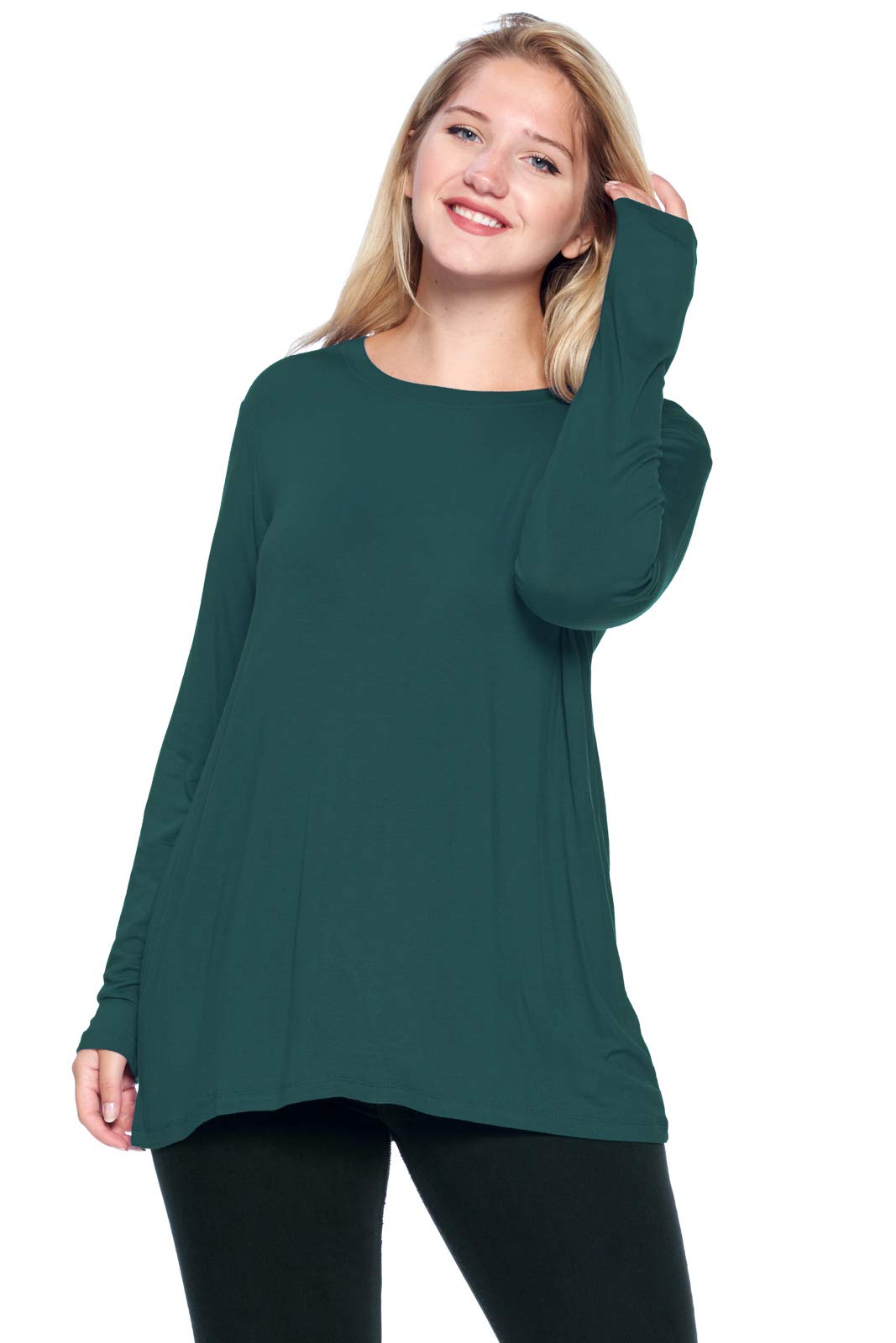 Modern Kiwi Women's Plus Size Basic Long Sleeve T-Shirt Top (1X-3X)