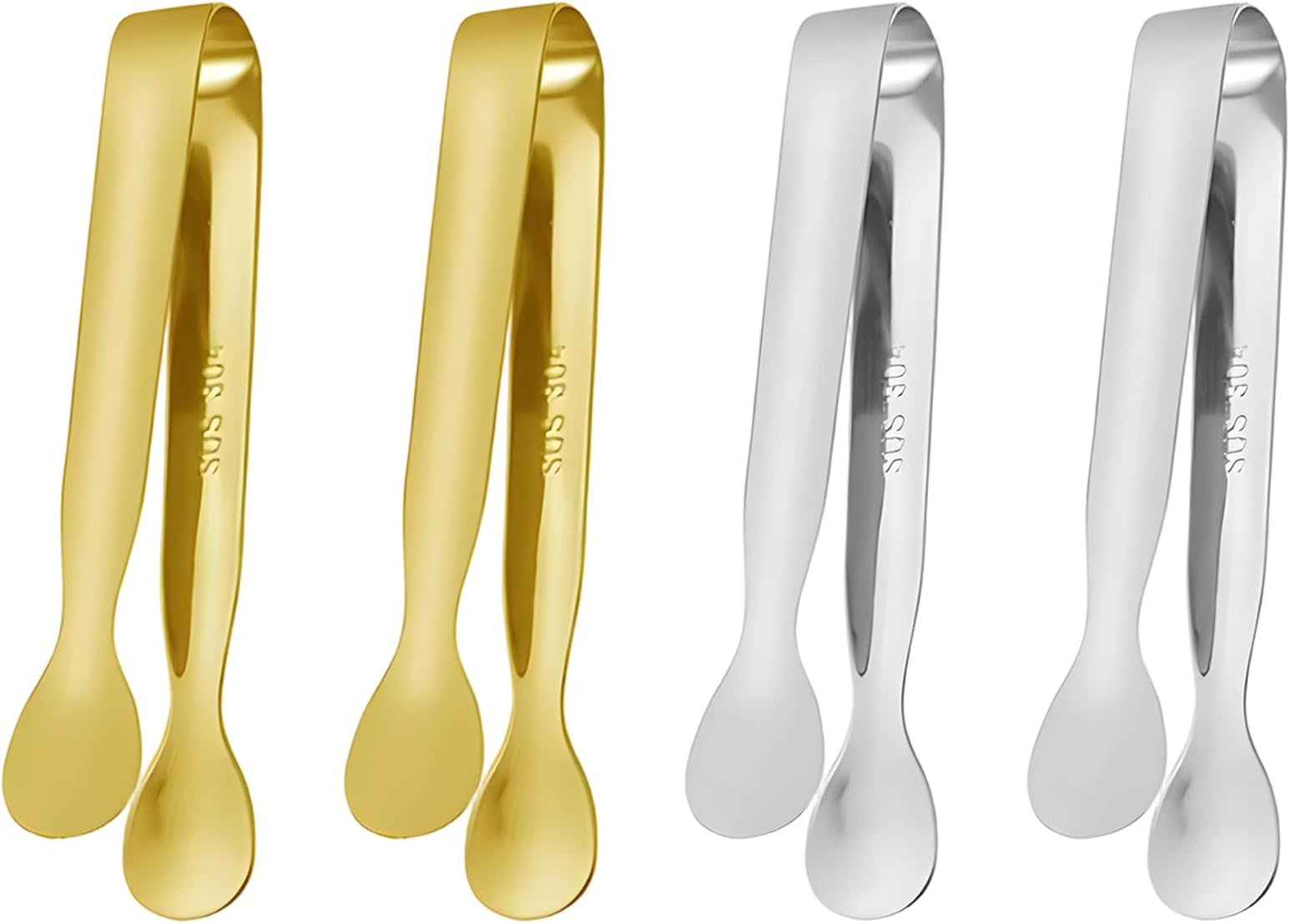 4Pcs Tongs for Kitchen Use, Tongs for Serving, Gold and Silver Serving Tongs for Snacks, Appetizers, and Desserts, Ideal for Tea Parties, Coffee Gatherings, and Family Dinners