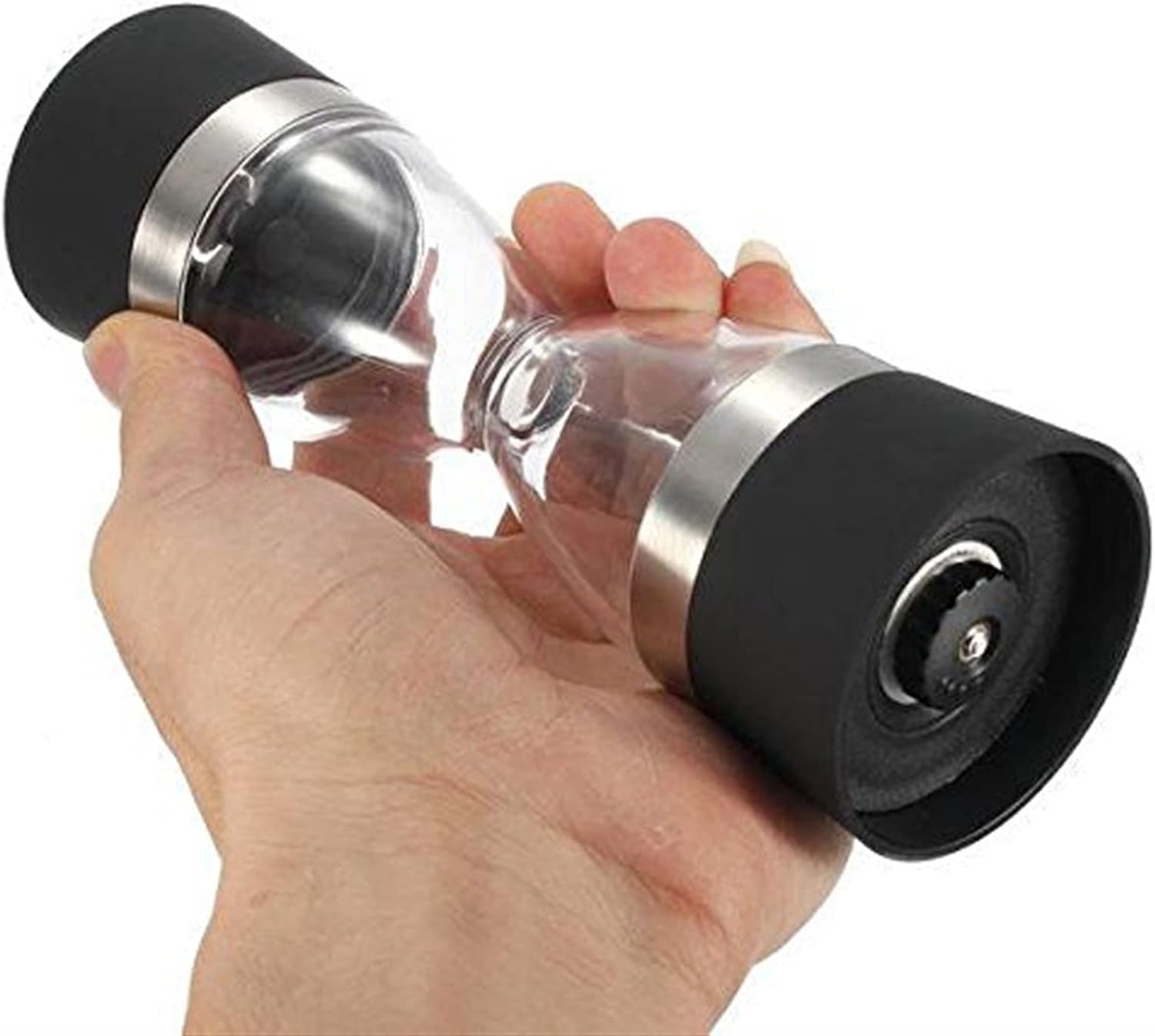 Pepper Grinder 2 in 1 Salt and Pepper Mill Glass Shape Spice Grinder Shaker Kitchen Gadgets Cooking Tools Dual Manual Pepper Grinder Kitchen Spices Mill (Brass)