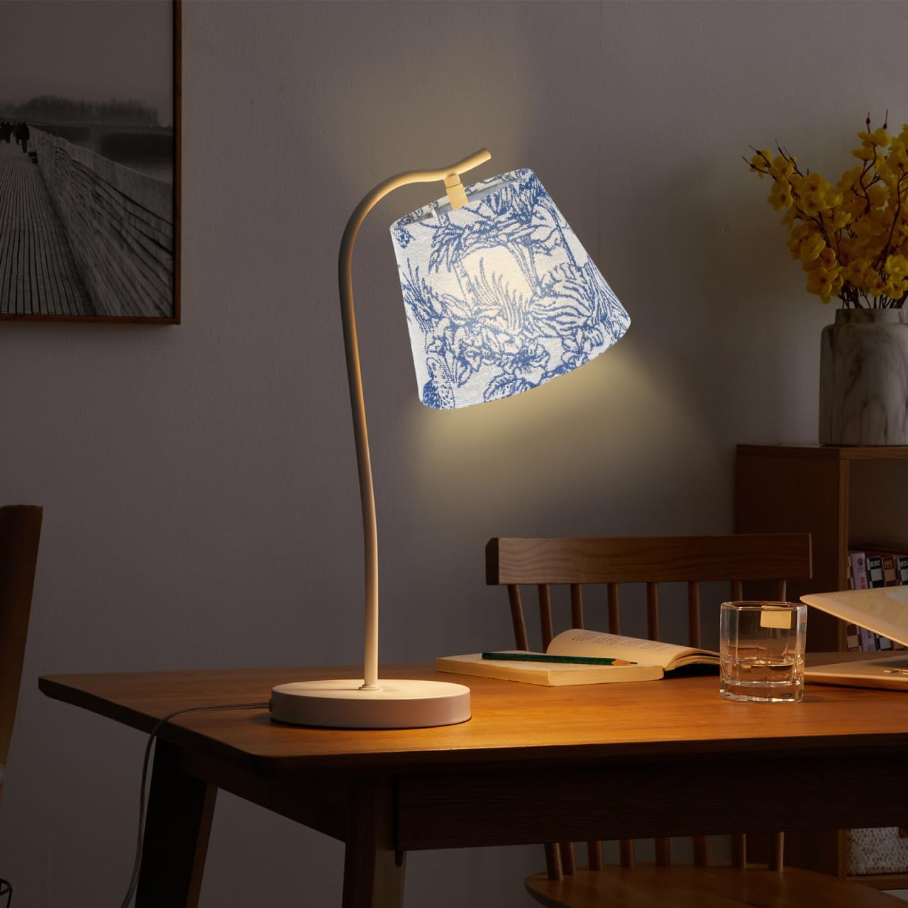 UKCOCO Drum Lamp Shade, 6.6 x 6.6 x 5 inch Mini Embroidered Fabric Lampshade Rain Forest Printed Small Lamp Shade Tablelamps Conical for E27/E14 (Random Rain Forest Animals or Plants Patterns)