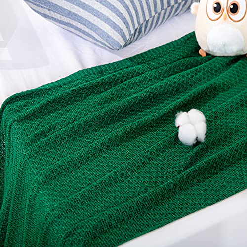 Image of NTBAY Rayon Derived from Bamboo Toddler Blanket, 30 x 40, Green | Breathable Cable Knit Blanket Made with Rayon Derived from Bamboo for Stroller, Travel, Tummy Time, and Supervised Use