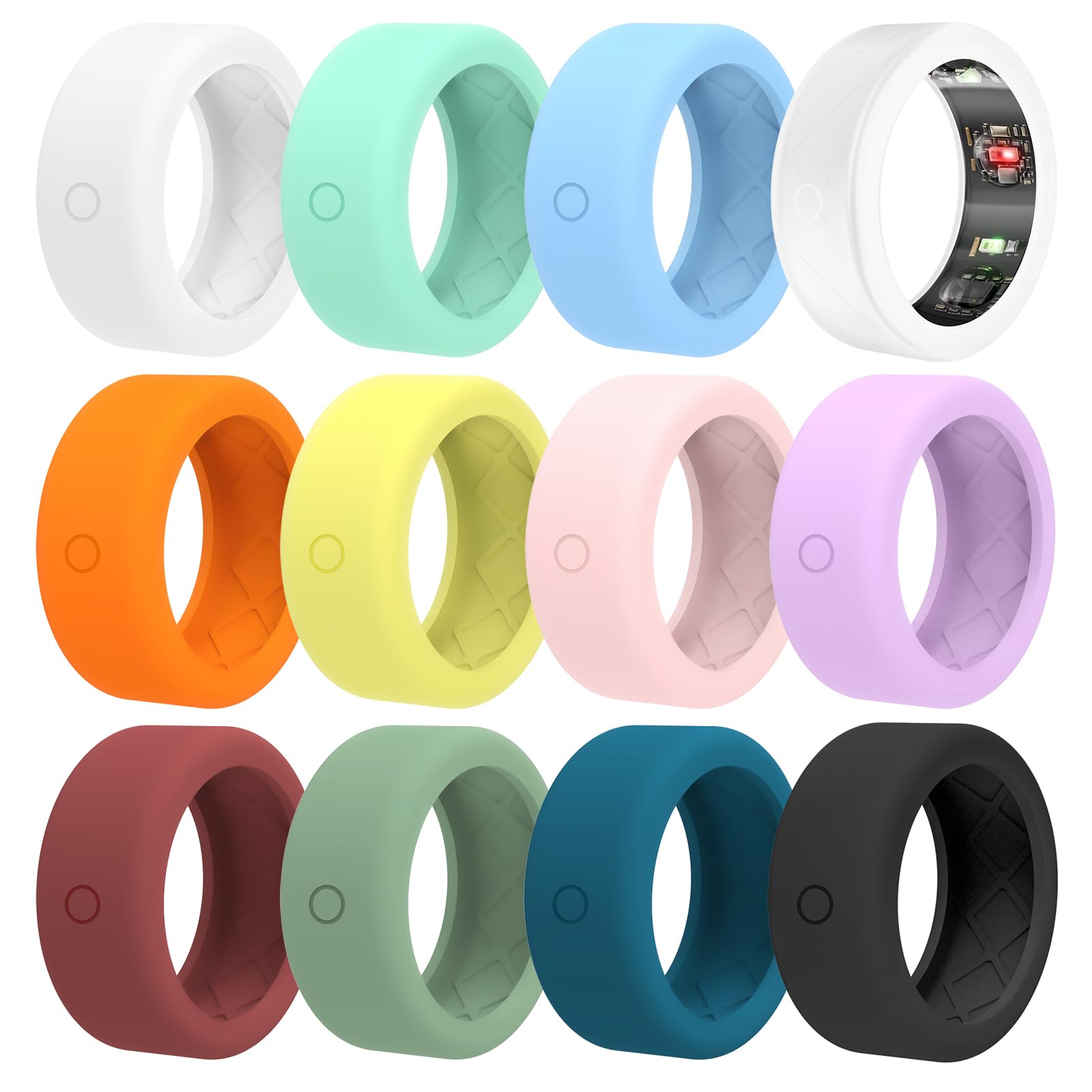 pupvus 12Packs Ring-Cover for Oura-Ring-Gen-4/Gen-3 Protector - Upgraded Anti-Slip Anti-Scratch Elastic Silicone Cover for Ultrahuman Air/RingConn/Samsung Ring Multicolor for Men Women-image-16