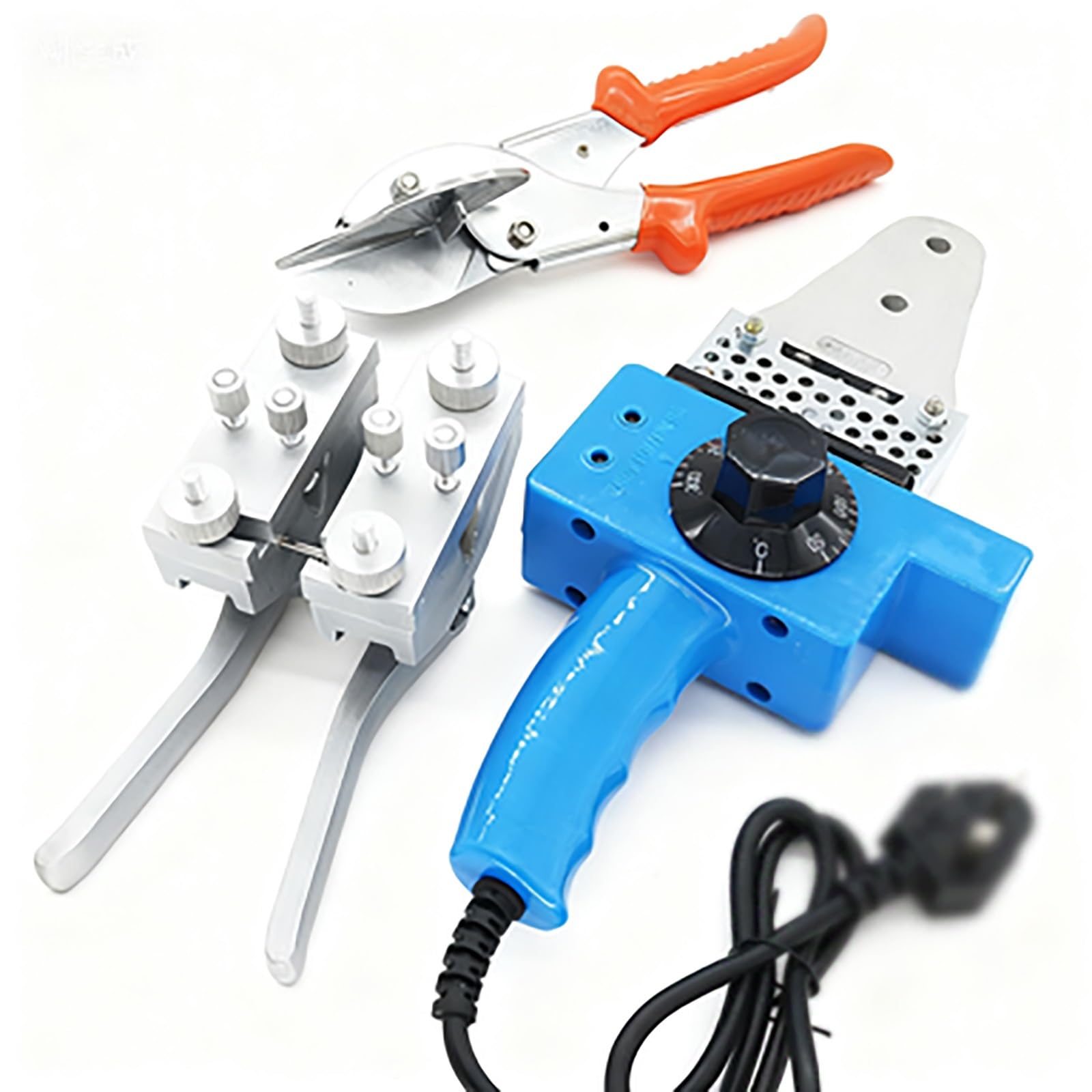 Set di saldatrice per cinghie in PU, macchina per fusione a caldo 220 V con forbici e fissaggio per cinghie trapezoidali e strisce di plastica