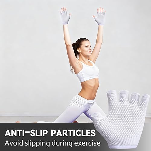 Miniatura 5 de Guantes de yoga antideslizantes para mujer, guantes de pilates sin dedos, ejercicio de gimnasio, entrenamiento con pesas y fitness