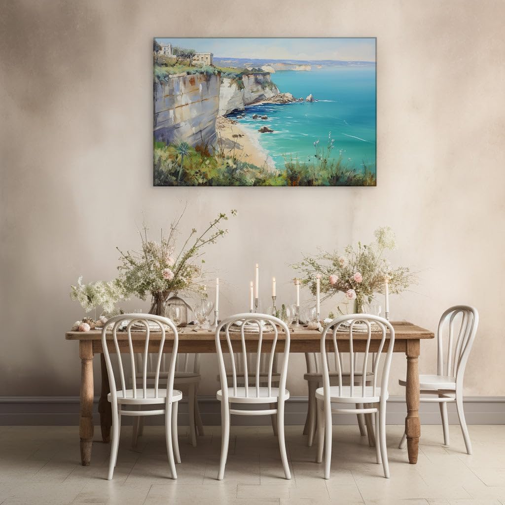 Canvas for Living room. Calmness Captured: The Idyllic Harmony of Seascape and Sky, 27 x 18 inch Canvas Wall Art - Contemporary Masterpieces - Modern Home Decor - 69x46 cm (27x18 inch)