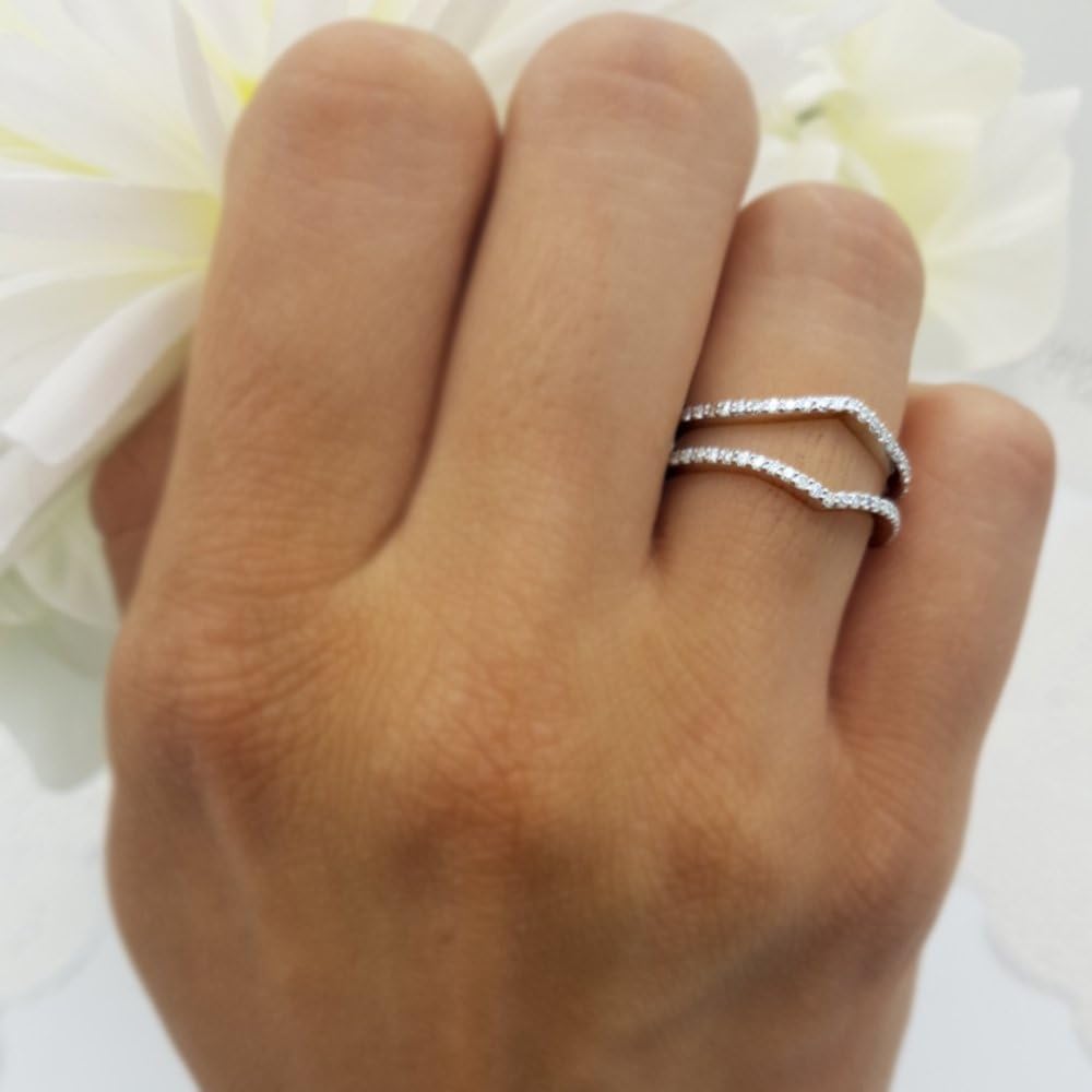 Classic Round Cut Cubic Zirconia Enhancer Women's Wedding Engagement Guard Ring Enhancers Ring 14K White Gold Over Sterling Silver