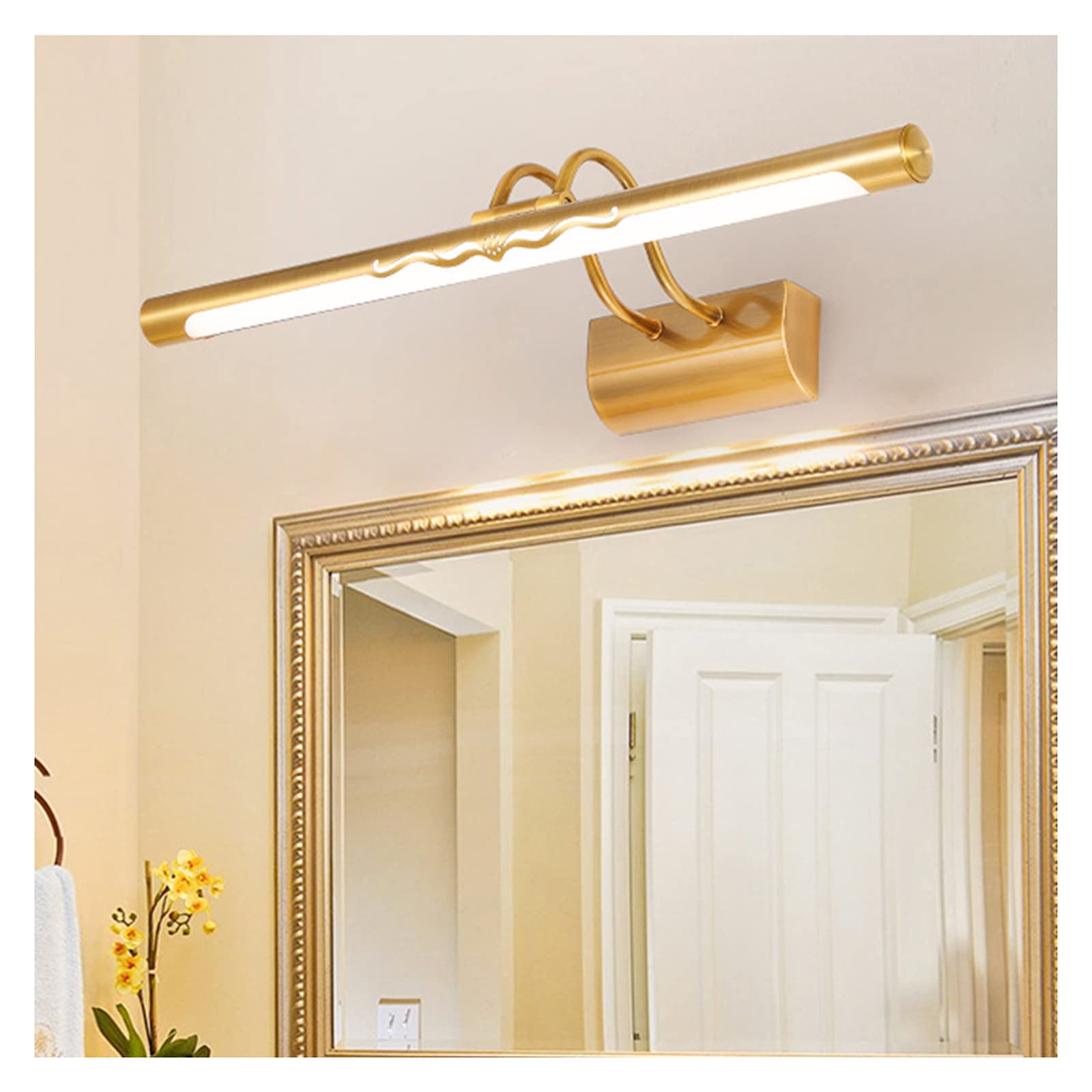 Lampe miroir LED dorée 73cm pour un éclairage de maquillage linéaire moderne