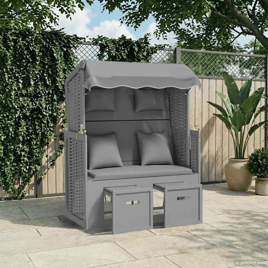 Fauteuil de plage gris avec coussin pour aménagement terrasse et jardin