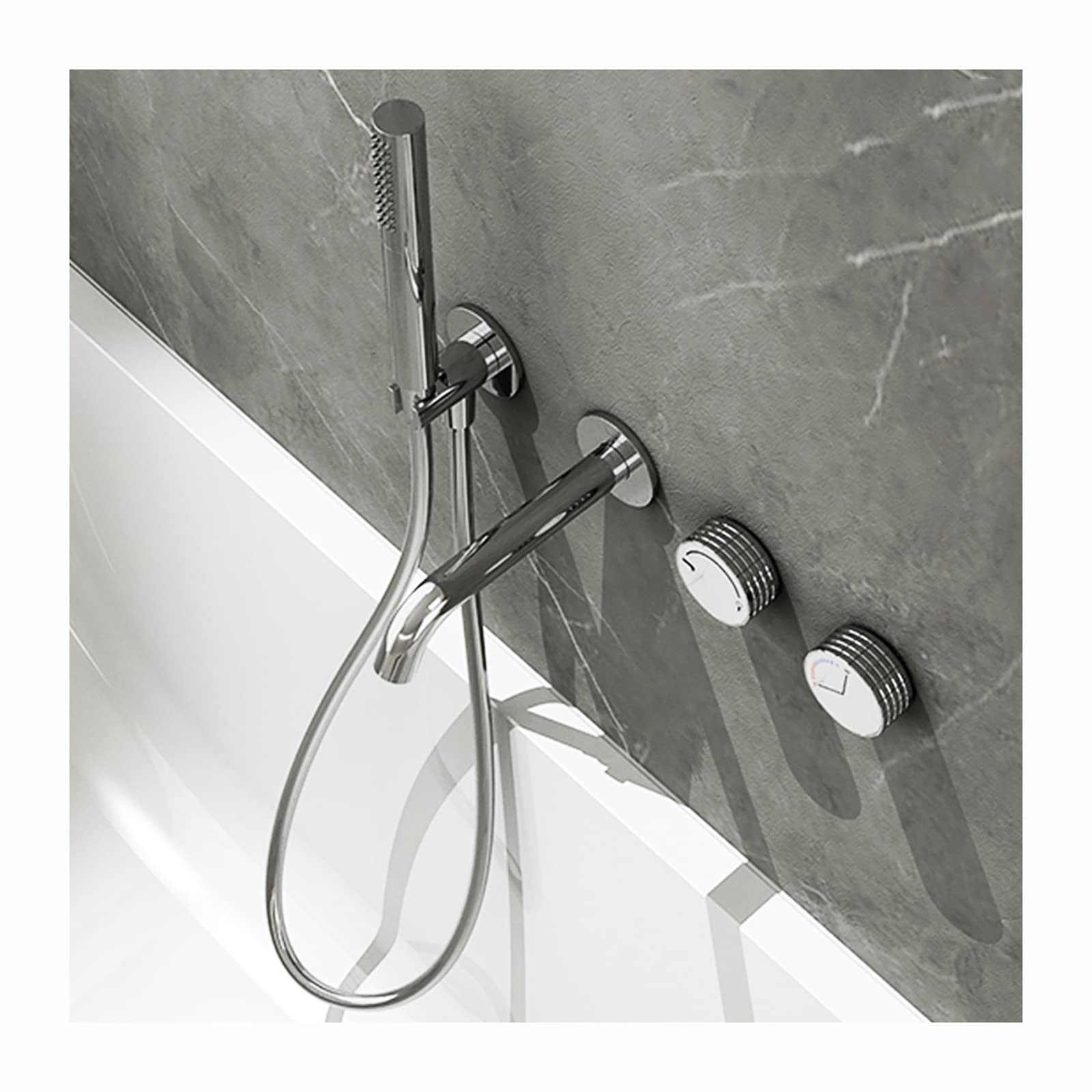 GLJTUO Bathtub Faucet with Handheld Shower, Tub Faucet Wall Mounted Tub Tap Brass Tub Filler Faucet Double Handle Filler Mixer Tap with 1.5M Shower Hose,White,Chrome