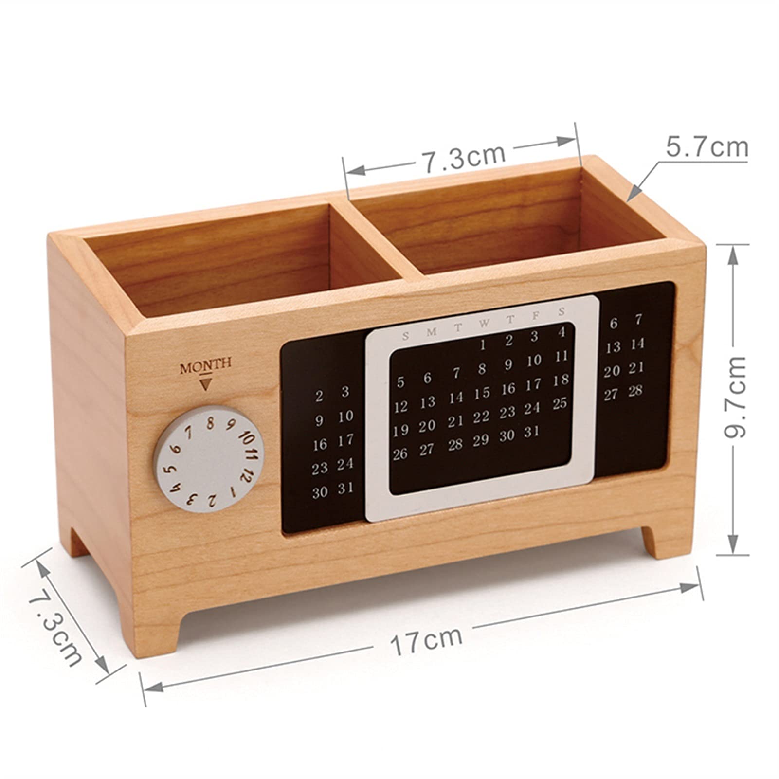 Portapenne, portapenne in Legno con Supporto per Cellulare per scrivania, 2 Scomparti, Organizer per matite, Cestino portaoggetti