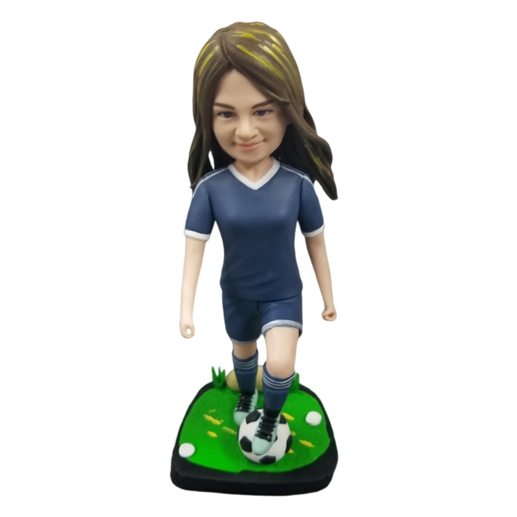 Bobblehead personalizado, figura 3D de foto jugadora de fútbol, estatua deportiva hecha a mano, decoración de escritorio, regalos para atletas de fútbol y fanáticos del equipo de fútbol