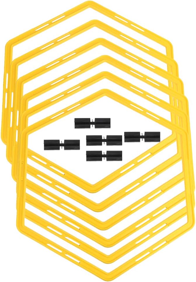 6Pcs Agile Circle Training Set with Link Buckle, Physical Training Hexagonal Step Suit Equipment Multipurpose Application for Basketball,Baseball,Football,Tennis