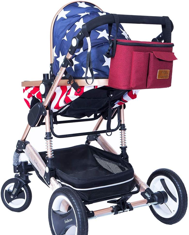 Diaper Bag Diaper Backpack Nappy Bag Waterproof Multi-Function Changing Bag Stroller Bag for Baby Care for Stroller Organizer (RED)