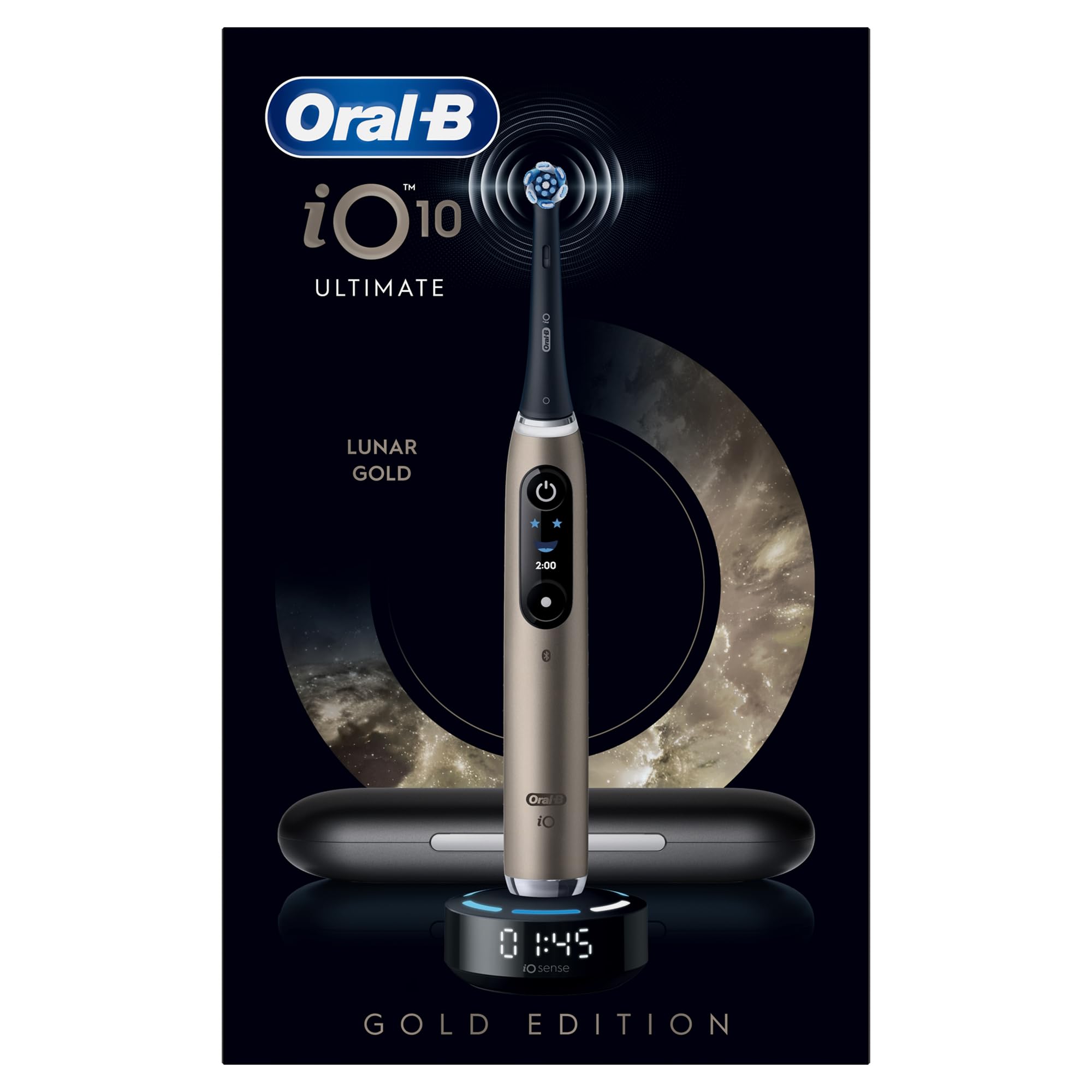 Oral-B iO10 Gold Şarjlı/Elektrikli Diş Fırçası, 1 Fırça Başlığı, Hızlı Manyetik Şarj Cihazı, Uzun Ömürlü Pil, Şarj Eden Seyahat Kabı