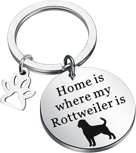 Rottweiler Gift Home Is Where My Rottweiler Is Keychain Rottweiler Dog Jewelry