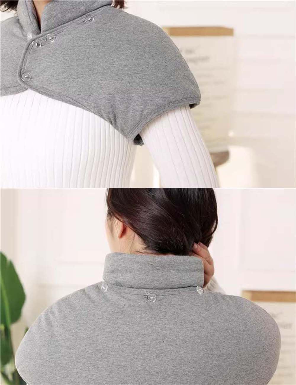 Men Thicken Shoulder Warmer, Pads Neck Shoulder Vest Cover Sleeveless Jacket Shoulder Warmers Wrap for Winter, Grey