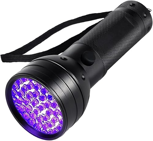 UV Flashlight Black Light 51 LED 395nm – Pet Urine, Scorpion & Currency Detector Portable Ultraviolet Torch for Home Inspection, IDs, Gems & Hygiene Checks