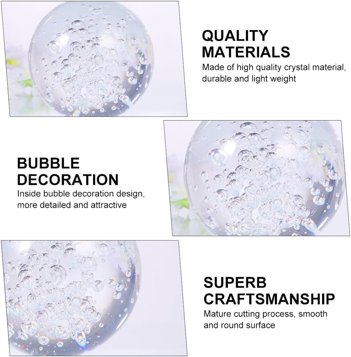 Crystal Ball Ornaments Smooth Bubble Decorative Ball with Base for Home and Party Use, Elegant Crystal Material Accent for Tabletop or Shelf Decoration