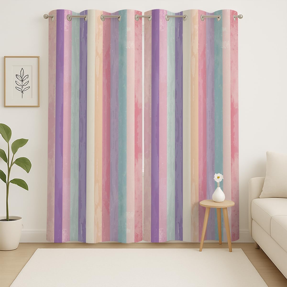 Rainbow Colorful Blackout Curtains for Girls Boys Kids Teens Home Decor, Abstract Tie Dye Gradient Grommet Thermal Insulated Drapes Darkening Window Curtain for Bedroom Living Room, 63 x 63 Inch